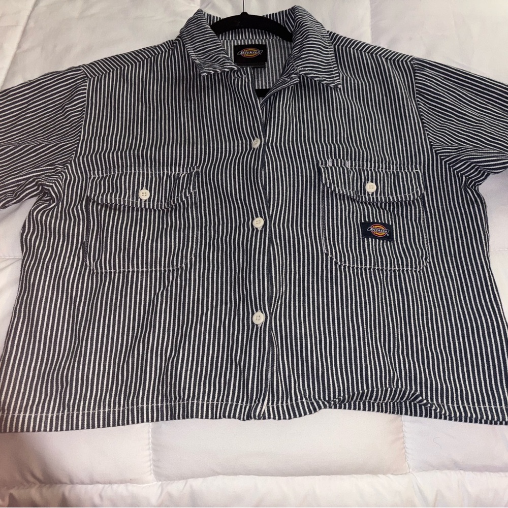 Dickies Blue and White Striped Shirt